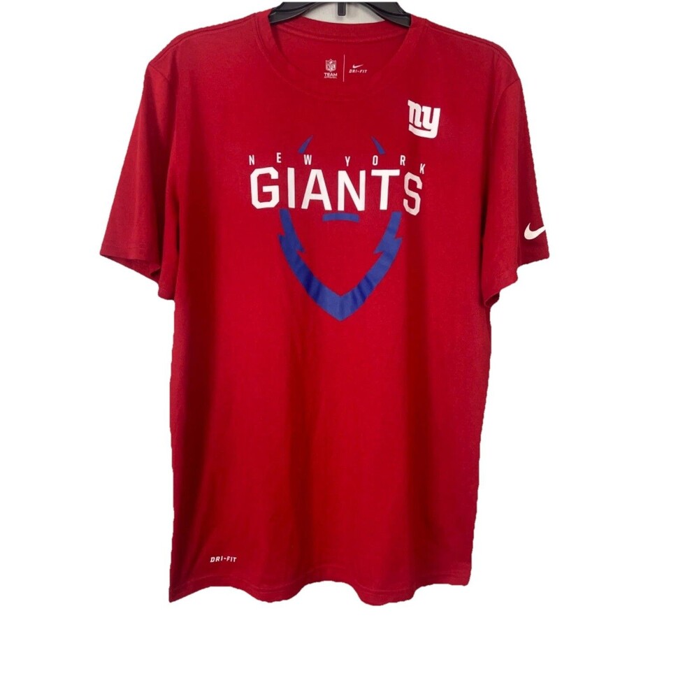 New York Giants Nike Dri Fit NFL Red White Short Sleeve Shirt Mens Size Large